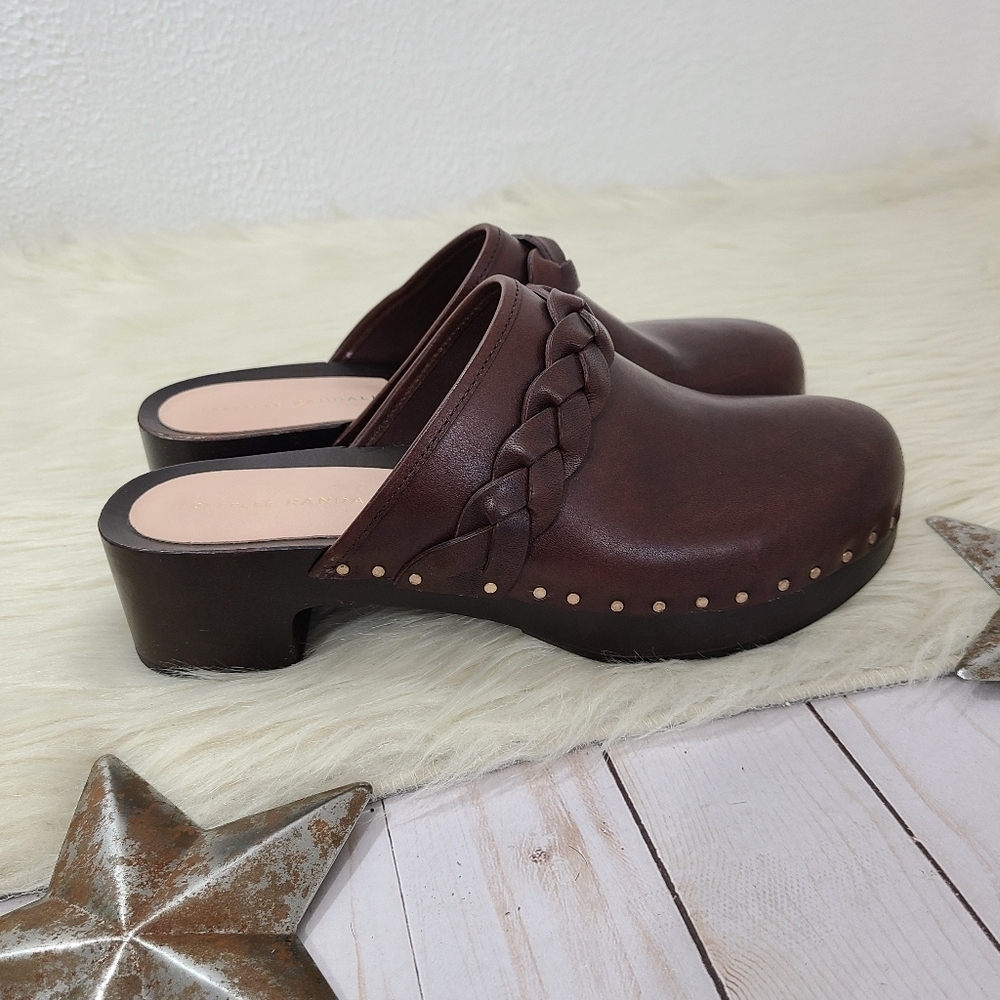 Loeffler Randall Polina Braided Leather Clog Mule womens Espresso Brown size 8 - Picture 3 of 7